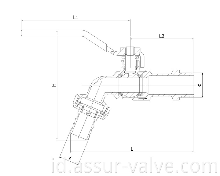 Model Amerika Selatan Paduan Zinc Bibcock Water Tap Faucet Asbb007